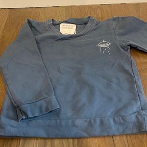 Little Indians brand lightweight blue sweatshirt with white UFO. Size 3 to 4Y